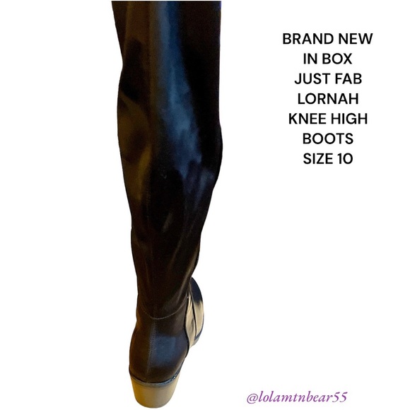 BRAND NEW JUST FAB KNEE HIGH BLK BOOTS-SOFT SILKY/STRETCH BACK & FLAT HEEL-SZ 10 - Picture 9 of 16